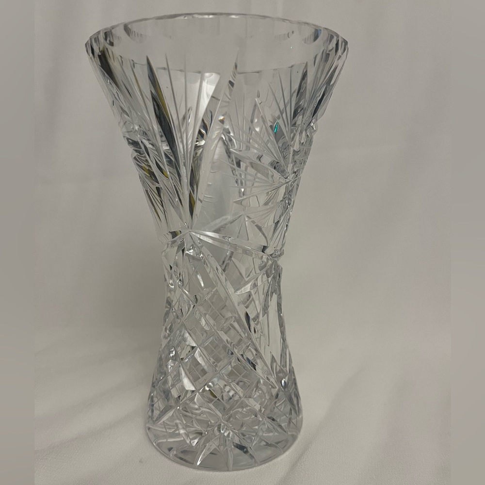 Vintage Bohemia Crystalex Pinwheel Pattern Crystal Vase Flared Edge Discontinued
